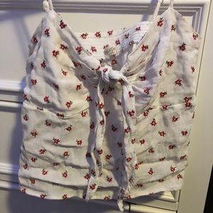 FLORAL BRANDY MELVILLE SASHA TIE TANK TOP